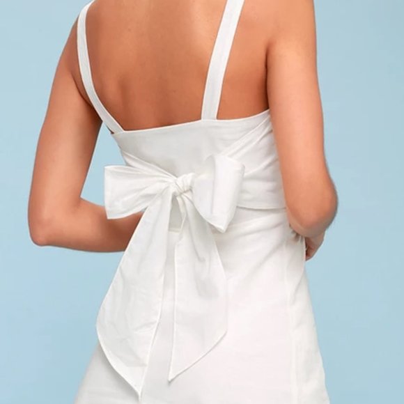 New White Button Front Square Neckline Sun Dress - Picture 2 of 3